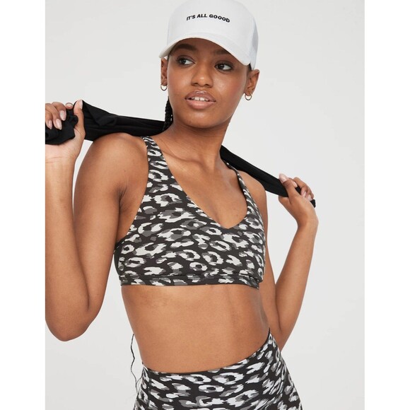 Offline By Aerie Goals Plunge Sports Bra Gray Size Large - Picture 1 of 10